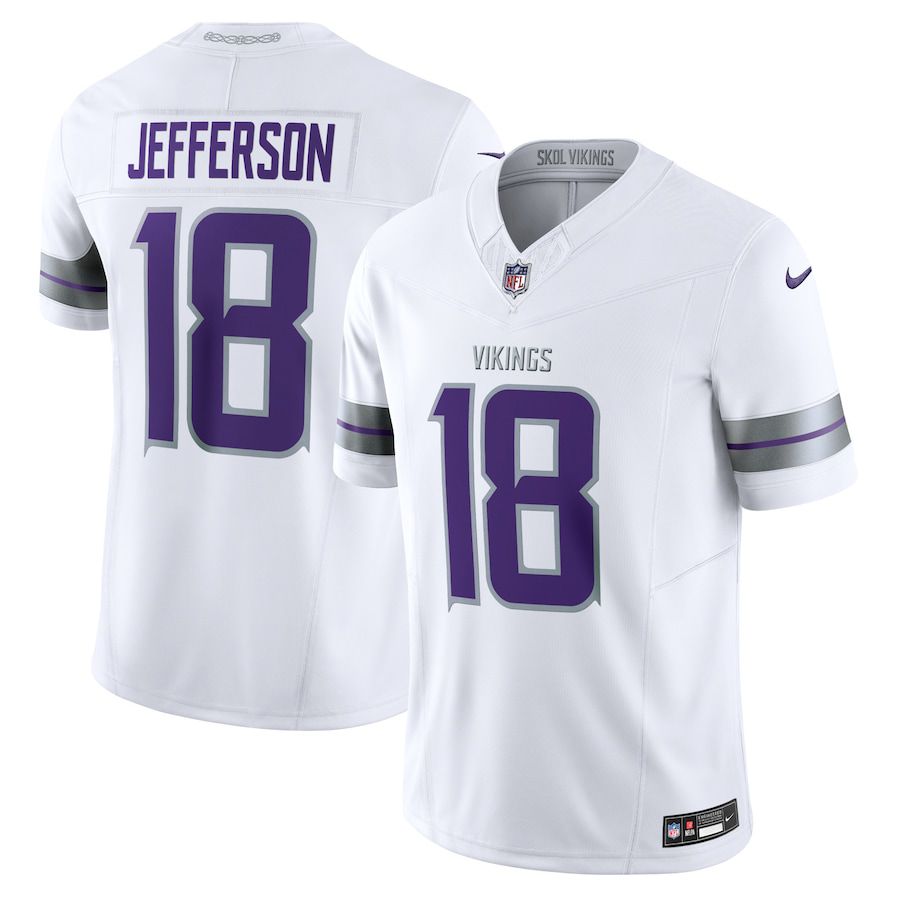 Men Minnesota Vikings 18 Jefferson White Nike Limited Alternate NFL Jersey